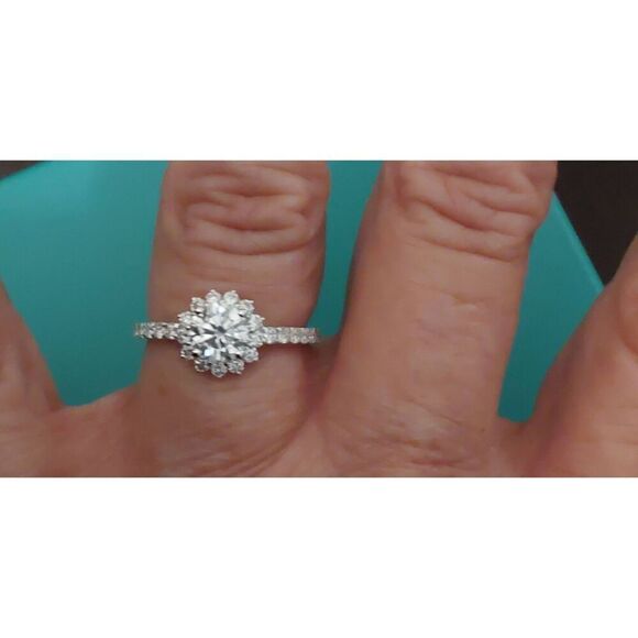 CERTIFIED 2 Carat Round Genuine Moissanite Flower Design Engagement Ring Sz 8 - Picture 3 of 5